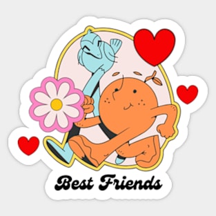 Dynamic Duo of Cute Best Friends Sticker